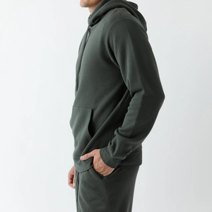 Ropa deportiva de lana orgánica para hombre, Conjunto de sudadera con capucha y pantalones de chándal de algodón de bambú, chándal informal personalizado para hombre - Product Image 1