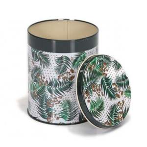 Caja de lata de metal redonda de 0.8L verde vintage 90x130mm con cierre de alambre y tapa transparente cestas de metal de estilo retro - Product Image 4