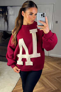 Vente chaude Personnalisé Bourgogne Femmes LA Pull Sweat Rond Ras Du Cou Femmes Sweat Gym & Workout Hoodies Pour Les Femmes - Product Image 3