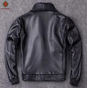 Veste bomber en cuir synthétique noir pour homme, décontractée, hiver, fermeture éclair, col mandarin, service OEM, coupe ajustée - Product Image 4