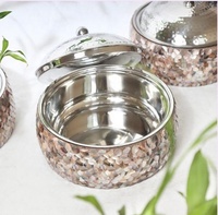 ART INDIEN EXOTIQUE, Acier inoxydable, Luxe moderne, Fait main, Récipient de stockage et chauffe-plats pour aliments secs, Motif floral, Capacité 50 ml, Personnalisable
