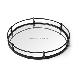 Versátil bandeja de servicio de hierro y vidrio negro Ideal para bodas, fiestas, decoración del hogar y necesidades especiales de regalo - Product Image 1