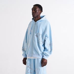 เสื้อกันหนาวกันลมพิมพ์ลายสำหรับผู้ชายเสื้อมีฮู้ดสำหรับฤดูหนาวขนแกะ100% พรีเมี่ยมพร้อมซิปเต็ม - Product Image 2