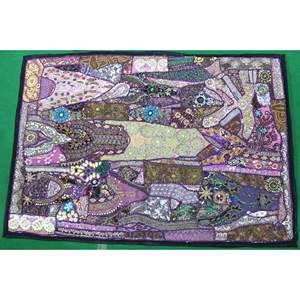 Tapisserie murale brodée de style bohème indien, motif mandala violet, tissu pour décoration murale intérieure et extérieure, Noël, Halloween - Product Image 1