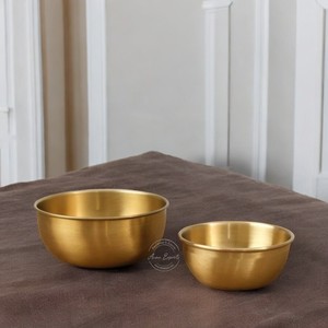 Stylish Gold Metal Serving <b>Bowls</b> <b>Set</b> <b>of</b> Two Durable Design Perfect for Elegant Dining and Table Decor - Product Image 6