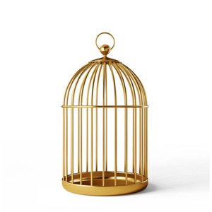 Venta al por mayor decoración del hogar jaula de pájaros de calidad superior de metal chapado en oro jaula de pájaros Casa de loros para los accesorios de jardín más vendidos - Product Image 1
