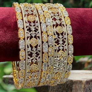 India wanita memakai pengantin berlian Amerika BANGLE tebal KADA-BRIDAL AD gelang-pakaian pesta CZ batu gelang grosir