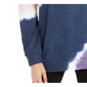 Felpa Crop Top Sportiva da Donna Ultra Flirt in Cotone 100% Lavorato a Maglia Blu Scuro con Stampa Tie-Dye, Taglia XS - Product Image 3