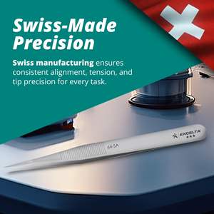 Precision Straight Fine Tip Anti-Magnetic Stainless Steel Tweezers Plastic Serrated Handle ESD-<b>Safe</b> <b>Tool</b> for Electronics Lab Use - Product Image 2