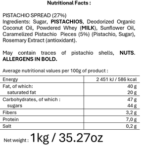 Les Pistaches Toquees Artisanal French <b>Chocolate</b> Pistachio Pasty Cream Spread Bits 1KG Premium Gourmet Spread - Product Image 4