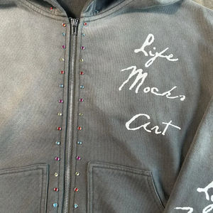 Sweat-shirts à capuche zippés pour hommes, streetwear, logo personnalisé, surdimensionnés, lourds, 100% coton, imprimés, vintage, délavés à l'acide, usés - Product Image 4