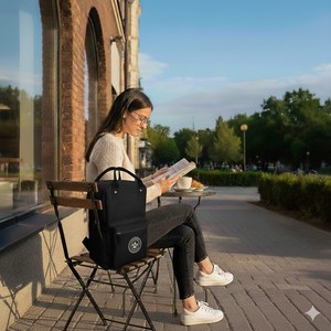 Sac à dos pour ordinateur portable en papier kraft végétalien élégant et minimaliste, fermeture éclair, antivol, imperméable, polyester, 20-35L, étudiants, professionnels - Product Image 1