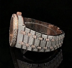 Reloj de diamantes de oro rosa con moissanita helada de gama alta con busto hacia abajo Reloj de diamantes para hombre disponible a un precio asequible - Product Image 4