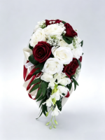 Bouquet de mariée goutte d'eau fait main en soie, roses artificielles, fleur à tenir pour la photographie de mariage et la décoration de fête