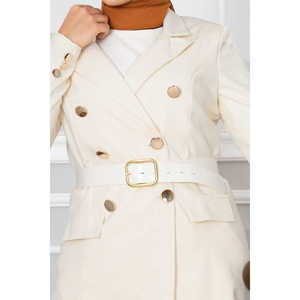 Conjunto de hiyab con cuello de pañuelo decorado con botones, elegante y chic - Product Image 4