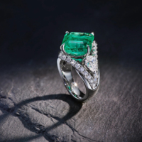 Bague en émeraude verte taille émeraude avec diamants en moissanite, argent 925, bague de fiançailles de luxe pour femme