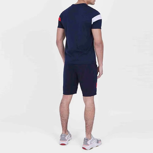 Cómodo algodón transpirable nuevo verano hombres 2 piezas conjunto deportivo traje de manga corta Camiseta y pantalones cortos conjunto doble 100% algodón - Product Image 4