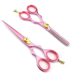 Ensemble de ciseaux professionnels roses pour la coupe des cheveux, en acier inoxydable, lame tranchante, pour droitiers, manche long, usage en salon - Product Image 3