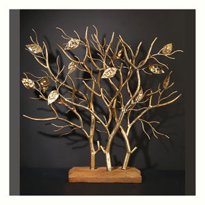 Arbre décoratif en aluminium OEM avec base en bois Décoration de table de qualité supérieure faite à la main pour le bureau, la maison, le mariage, la fête Arbre moderne élégant - Product Image 1