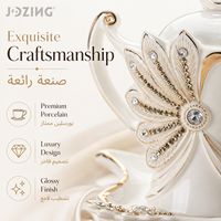 Service à thé en porcelaine et céramique JOZING de luxe avec garniture dorée et cristaux, tasses, soucoupes, pot Dallah, liquidation de stock, directement de l'usine, mariage arabe