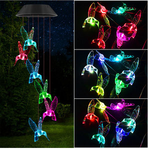 Carillon solaire LED à suspendre en forme d'oiseau colibri en ciment, fait main, pour décoration de <span class=keywords><strong>jardin</strong></span> extérieur - Product Image 2