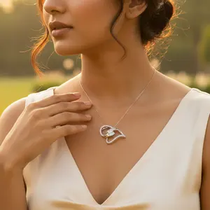 Modern Fashion Women's Silver Pendant with Cubic Zirconia <b>Crystal</b> Charms Jewelry - Product Image 1