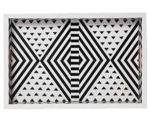 Nueva Bandeja de Servicio Rectangular de Resina Blanca y Negra de Diseño Moderno, Bandeja de Servicio para el Hogar, Bandeja Decorativa para Comida, Café, Cena - Product Image 1