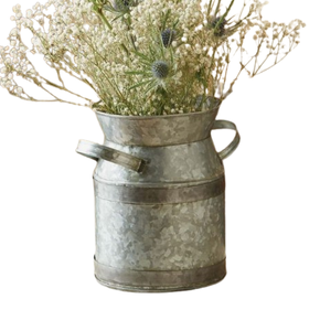 Diseño hecho a mano Metal galvanizado Shabby Chic Florero Rústico Florero de leche Jarra de estaño para decoración de jardín de cocina - Product Image 2