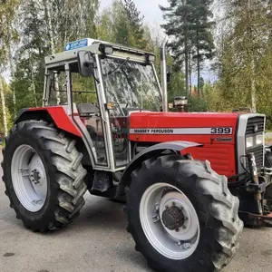 Tracteur agricole d'occasion Massey Ferguson 399 avec cabine tracteurs MF 4x4 chargeur frontal et pelleteuse