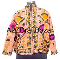 Chaqueta Bomber Suzani Boho Elegante para Mujer, Tejida a Mano, Transpirable, Ecológica, con Patrón Floral, 100% Algodón, Bordada para Invierno