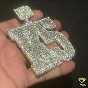 Corte Esmeralda VVS Lab Grown Layered Letter Colgante Iced out Colgante Letra del alfabeto personalizada Plata de Ley 925 - Product Image 2