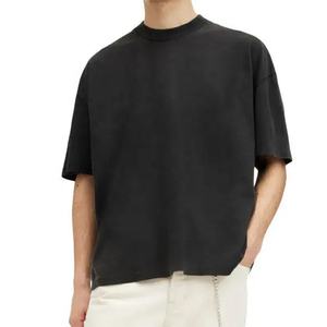 230g 100% Cotton Free Sizes <b>Black</b> <b>Plain</b> Tshirts Custom Puff Printing Dropped Shoulder Oversize <b>T</b>-<b>shirt</b> Men - Product Image 2