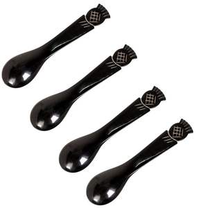 Juego de cucharas pulidas de cuerno de búfalo hechas a mano, cuchara de postre de cuerno de vaca duradera para té/café, cucharas de cuerno elegantes - Product Image 2