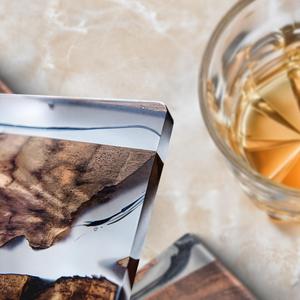 Round Epoxy Resin & Wood <b>Drink</b> <b>Coasters</b>, Stylish Tabletop Stone-Look Decorative Set for Modern Home & Office Use - Product Image 6