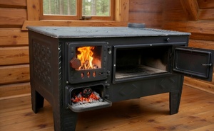 ESTUFA DE LEÑA DE MADERA CON HORNO Y COCINA PARA SALA DE ESTAR Y VILLA, DISEÑO TRADICIONAL - Product Image 2