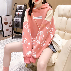 Drop Shoulder Spring Autumn Hoodie Sweatshirt Women Tops Loose Casual Milk Print Hoodies Female - Product Image 6