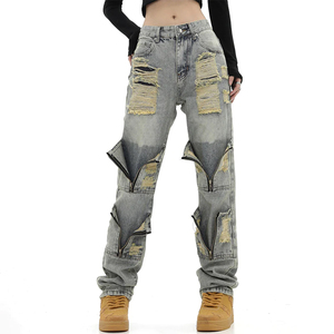 2026 High Street Multi-Pocket Retro pierna ancha transpirable Denim Jeans para mujeres y hombres ajuste suelto cintura media Spandex/algodón - Product Image 2