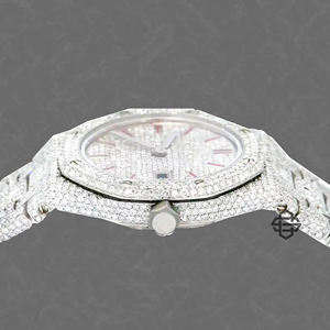 Reloj de cuarzo clásico de lujo para hombre, reloj de pulsera de acero inoxidable con moissanita helada - Product Image 3