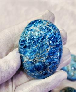 Pierres de paume en apatite bleue pour soulager l'anxiété et le stress, massage - Pierre de paume en agate de qualité AAA, pierre précieuse de guérison originale - Product Image 1