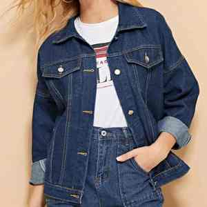 แจ็คเก็ตเดนิมผ้าฝ้ายแท้ 100% รุ่นปี 2024 แบบสั่งทำพิเศษสำหรับผู้หญิง สไตล์ลำลอง สีพื้น มีกระเป๋า เสื้อแจ็คเก็ตสำหรับผู้หญิง สไตล์ฤดูใบไม้ผลิ เสื้อผ้าคุณภาพสูง - Product Image 3
