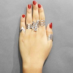 Urthn Bague à 5 doigts en argent et plaqué or rose avec incrustation de diamants taillés Style à la mode et à la mode-1502906 - Product Image 1