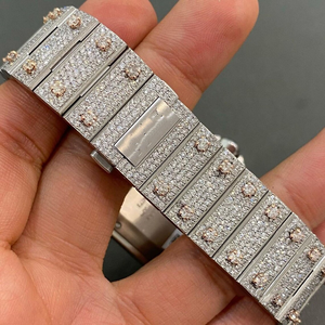 Lujo Hip Hop estilo 30 quilates VVS Moissanite Diamante tachonado Iced reloj ETA movimiento analógico banda de acero inoxidable cuadrado mejor - Product Image 2