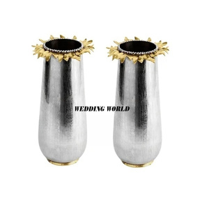 Wedding Decorative Flower <b>Vase</b> <b>Set</b> Of Two Handmade Designer Flower Pot Classic Stylish Wholesale New Metal Flower <b>Vase</b> - Product Image 2
