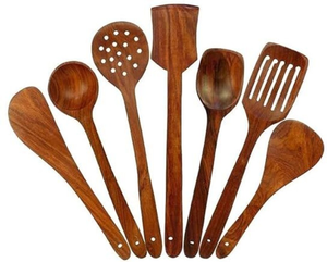 Utensilios de cocina de madera hechos a mano tradicionales, Juegos pequeños de cuchara y espátula de madera, utensilios de cocina de madera artesanales Vintage - Product Image 5