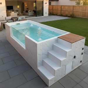 Grande <span class=keywords><strong>Piscine</strong></span> Conteneur <span class=keywords><strong>Hors</strong></span> <span class=keywords><strong>Sol</strong></span> Luxe en Mosaïque Extérieure, Spa de Nage Jacuzzi à Plongée, en Acrylique, Fibre de Verre, Bois et WPC - Product Image 6