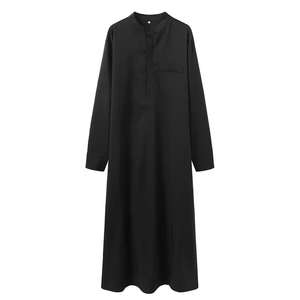 Jubba traditionnelle 2025, vêtement arabe décontracté et respirant pour hommes, thobe modeste de longueur au sol, manches longues, Ramadan Eid - Product Image 1