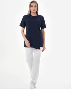 Diseño por encargo Ropa de verano Hospital Scrubs Sets U-Neck 100% Calidad superior con botón Tich Elegante traje de hospital - Product Image 5