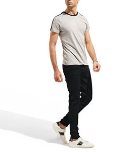 Último diseño hombro raya 300 Gsm camiseta hombres 100% algodón Mock Rib Neck Oversize Drop Shoulder camiseta - Product Image 3