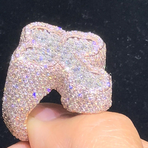 RB Gems Luxury 3D Shape 10K Rose Gold Baguette Cut Diamond <b>Ring</b> Iced VVS Moissanite Hip Hop Style for Men for Weddings - Product Image 2