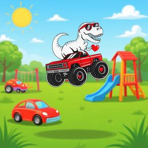 Camiseta para niños pequeños con diseño de T Rex Riding Monster Truck para el día de San Valentín - Product Image 3